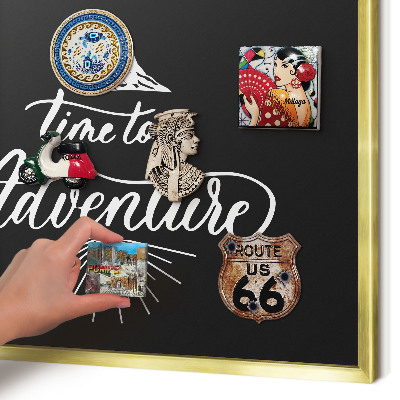 Metalen magneetbord met lijst in het goud Avontuurlijke tijd