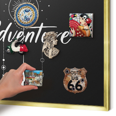 Metalen magneetbord met lijst in het goud Avontuur wacht.