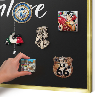 Metalen magneetbord met lijst in het goud Avontuur wacht.