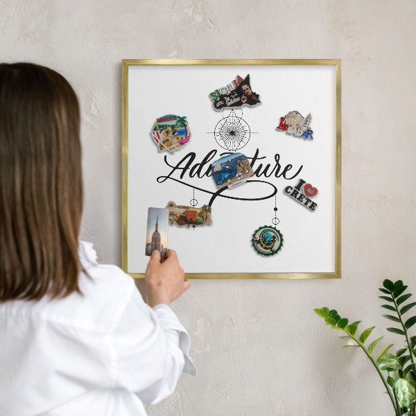 Magnetisch bord voor reismagneten met gouden lijst Typografisch avontuur