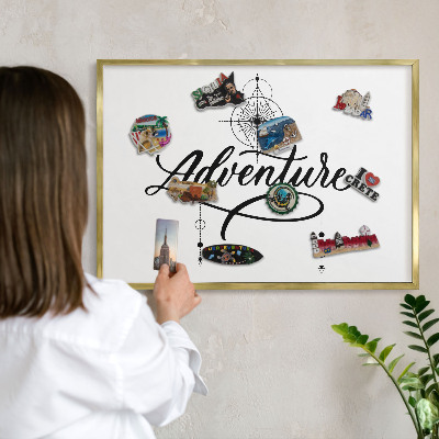 Magnetisch bord voor reismagneten met gouden lijst Typografisch avontuur