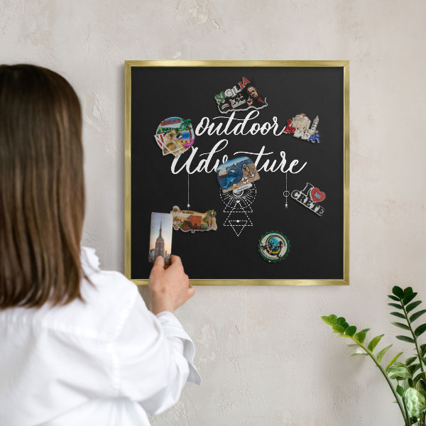 Metalen magneetbord met lijst in het goud Buitenavontuur