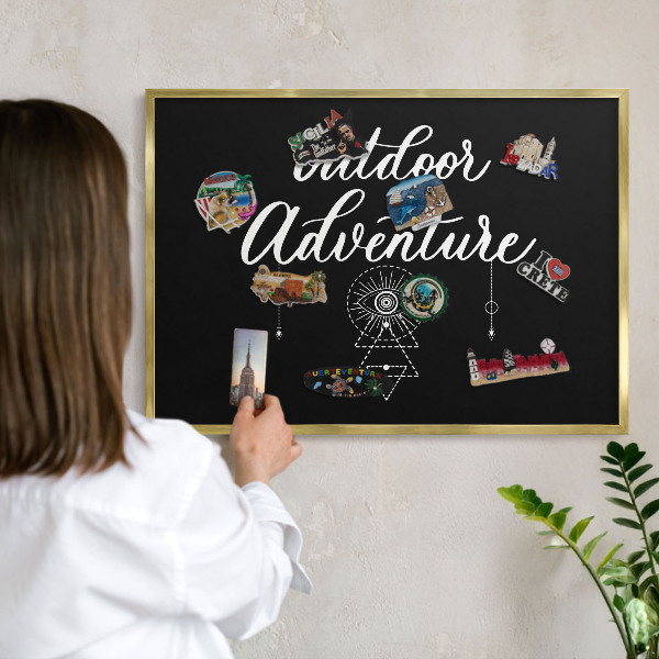 Metalen magneetbord met lijst in het goud Buitenavontuur