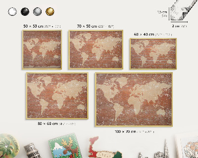 Metalen magneetbord met lijst in het goud Bakstenen plattegrond