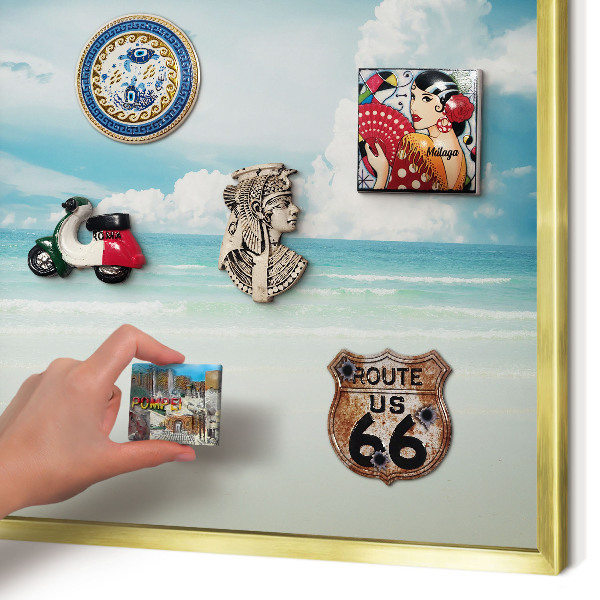 Metalen magneetbord met lijst in het goud Maritieme harmonie