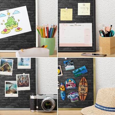 Magnetisch bord voor reismagneten met gouden lijst Bakstenen muur