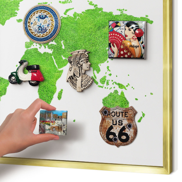 Magnetisch bord voor reismagneten met gouden lijst Groene kaart