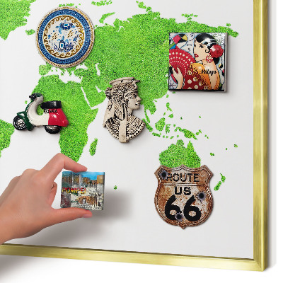 Magnetisch bord voor reismagneten met gouden lijst Groene kaart