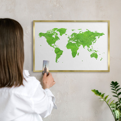 Magnetisch bord voor reismagneten met gouden lijst Groene kaart