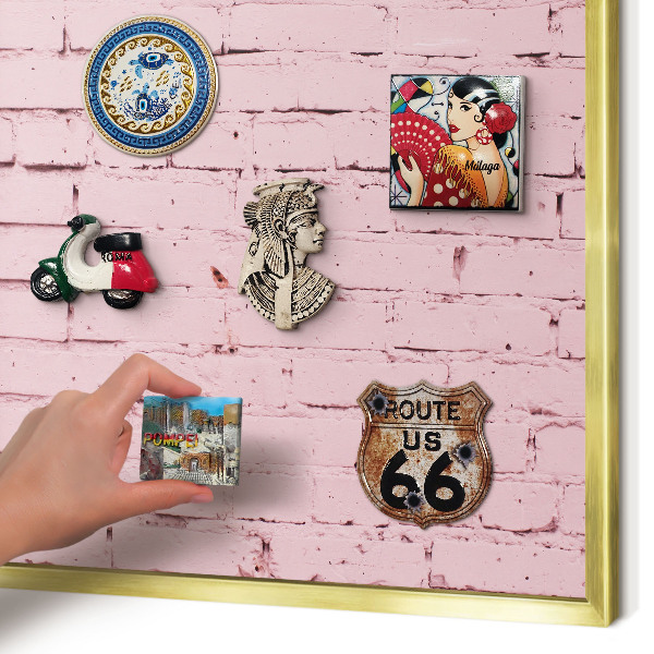 Metalen magneetbord met lijst in het goud Roze baksteen