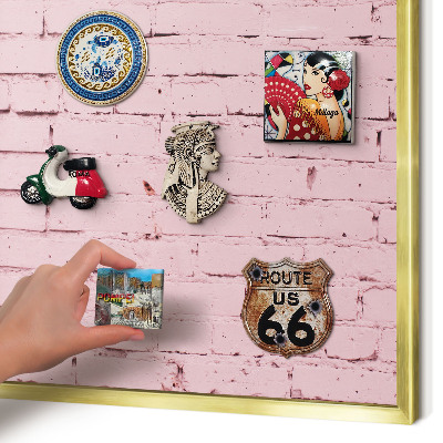 Metalen magneetbord met lijst in het goud Roze baksteen