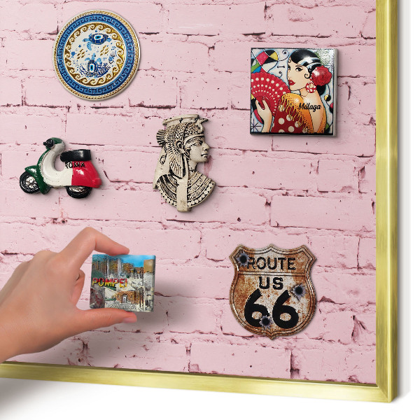 Metalen magneetbord met lijst in het goud Roze baksteen