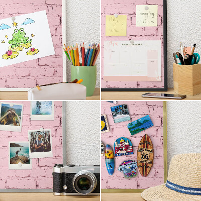Metalen magneetbord met lijst in het goud Roze baksteen
