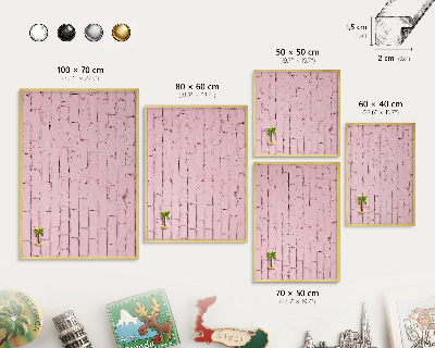 Metalen magneetbord met lijst in het goud Roze baksteen