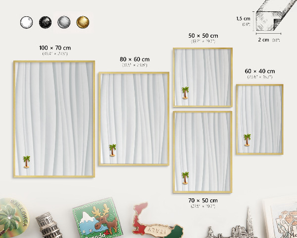 Metalen magneetbord met lijst in het goud Witte golven