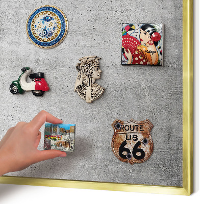 Metalen magneetbord met lijst in het goud Betonpatroon