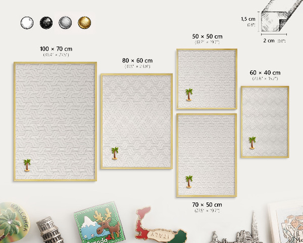 Metalen magneetbord met lijst in het goud Zachte golven