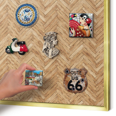 Magnetisch bord voor reismagneten met gouden lijst Visgraatpatroon