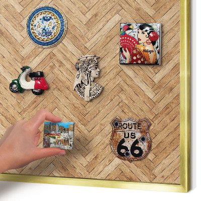 Magnetisch bord voor reismagneten met gouden lijst Visgraatpatroon
