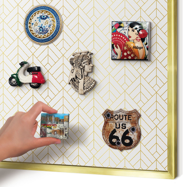 Metalen magneetbord met lijst in het goud Bladgeometrie