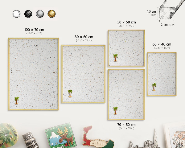 Metalen magneetbord met lijst in het goud Terrazzo-patroon