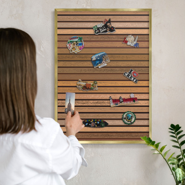 Metalen magneetbord met lijst in het goud Warme riemen