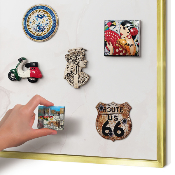 Magnetisch bord voor reismagneten met gouden lijst Marmeren elegantie