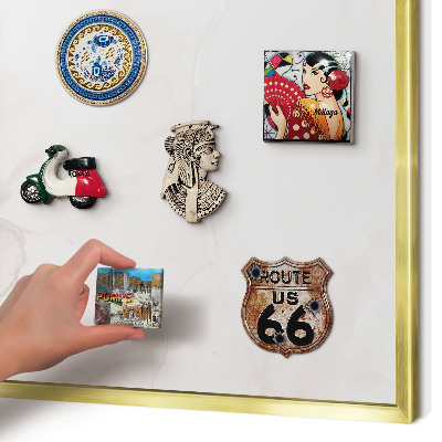 Magnetisch bord voor reismagneten met gouden lijst Marmeren elegantie