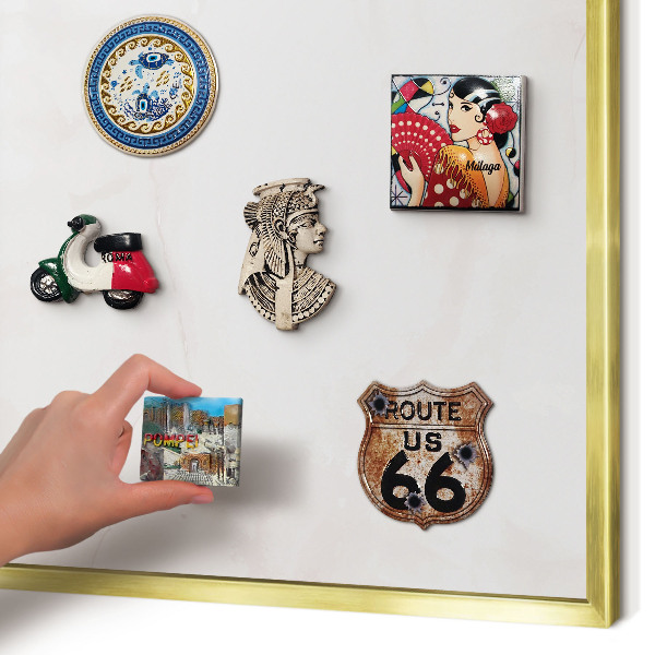 Magnetisch bord voor reismagneten met gouden lijst Marmeren elegantie
