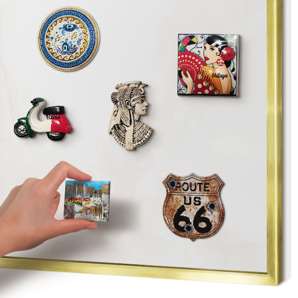Magnetisch bord voor reismagneten met gouden lijst Marmeren elegantie