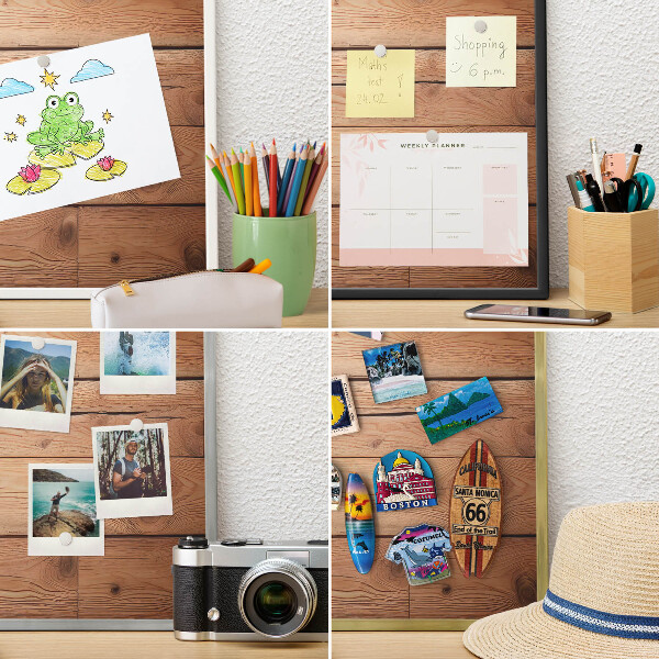Magnetisch bord voor reismagneten met gouden lijst Houten planken