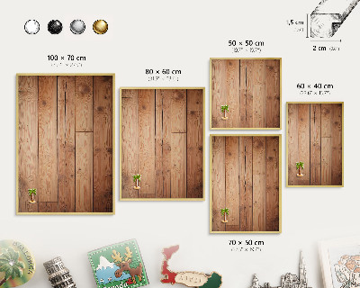 Magnetisch bord voor reismagneten met gouden lijst Houten planken