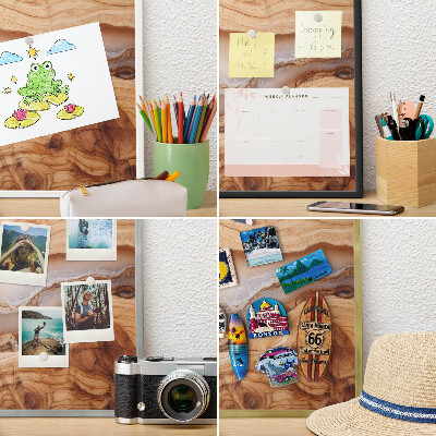 Metalen magneetbord met lijst in het goud Houten elegantie