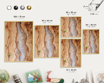Metalen magneetbord met lijst in het goud Houten elegantie