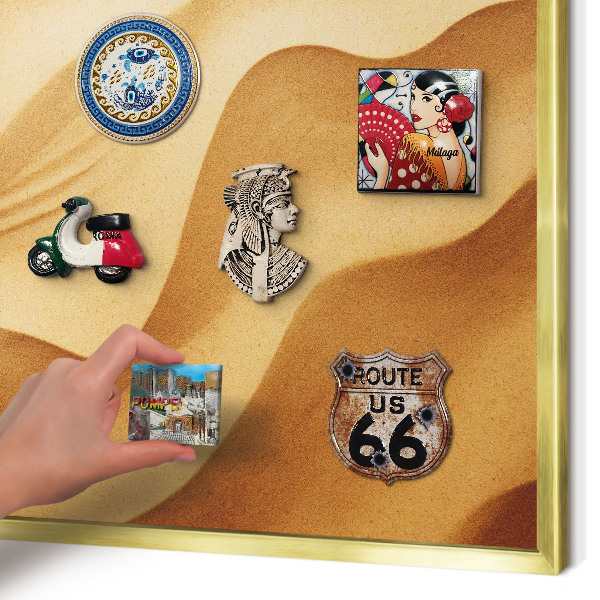 Metalen magneetbord met lijst in het goud Zandgolven