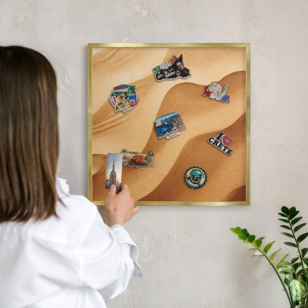 Metalen magneetbord met lijst in het goud Zandgolven