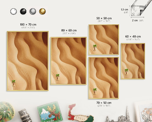 Metalen magneetbord met lijst in het goud Zandgolven