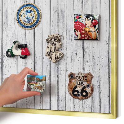 Magnetisch bord voor reismagneten met gouden lijst Licht hout