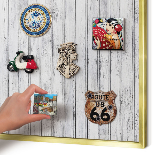 Magnetisch bord voor reismagneten met gouden lijst Licht hout