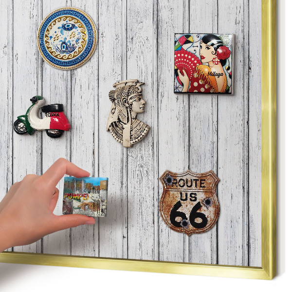 Magnetisch bord voor reismagneten met gouden lijst Licht hout
