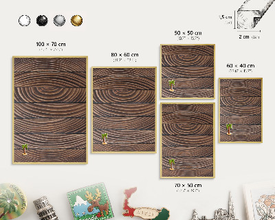 Metalen magneetbord met lijst in het goud Houtstructuur