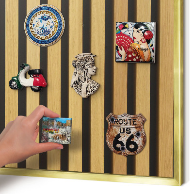 Magnetisch bord voor reismagneten met gouden lijst Houten ritmes