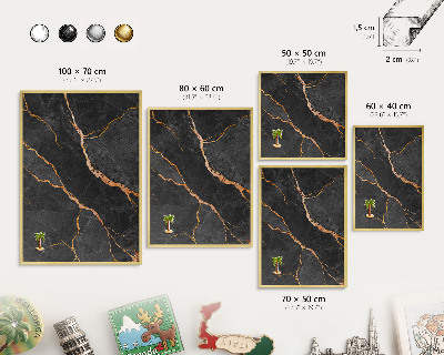 Metalen magneetbord met lijst in het goud Marmeren linten
