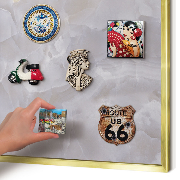 Metalen magneetbord met lijst in het goud Grijze elegantie