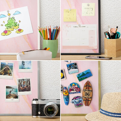 Metalen magneetbord met lijst in het goud Roze elegantie