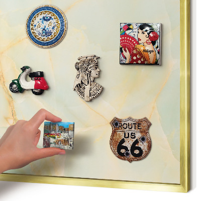 Magnetisch bord voor reismagneten met gouden lijst Marmeren elegantie