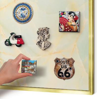 Magnetisch bord voor reismagneten met gouden lijst Marmeren elegantie