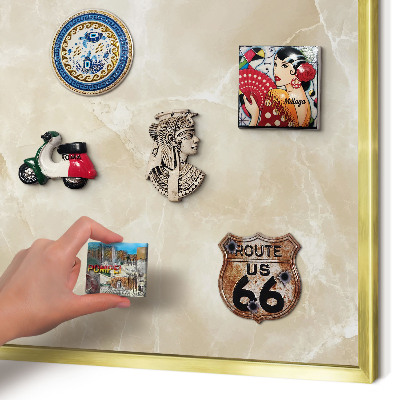 Magnetisch bord voor reismagneten met gouden lijst Marmerpatroon