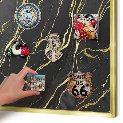 Metalen magneetbord met lijst in het goud Luxueuze golven