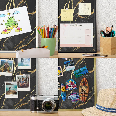 Metalen magneetbord met lijst in het goud Luxueuze golven